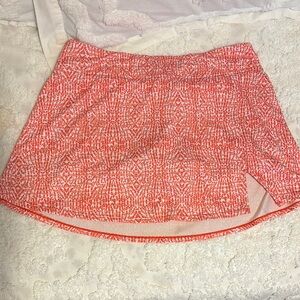 BCG White and Orange Asymmetrical Skater Mini Skirt